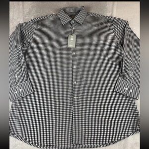 Stacy Adams mens long sleeve black check moder fit button up shirt size 19, 3XL